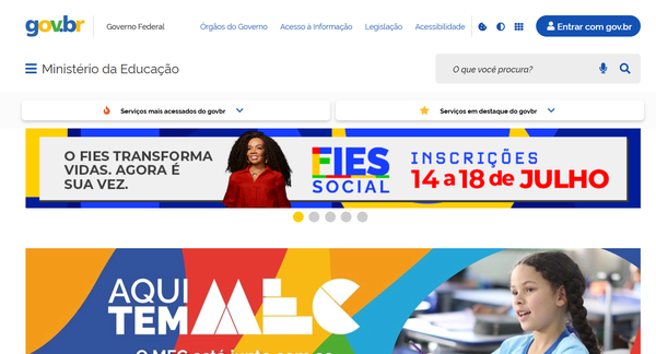 Novo portal do MEC